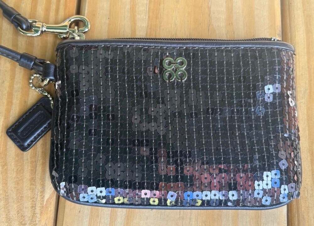 Coach Black Sequin Wristlet Pouch or Small Handbag